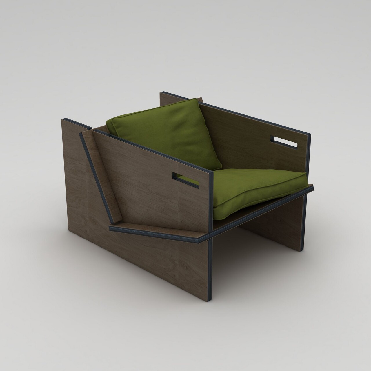 Fotoliu, Hanah Home, Winner, 74x57x92 cm, Placaj, Lemn natural / Verde - imagine 6